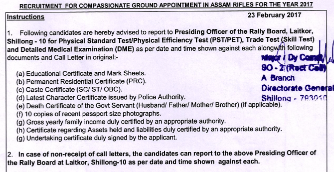 Assam Rifles Admit Card PST PET Written Test 2018, Total 213 Posts